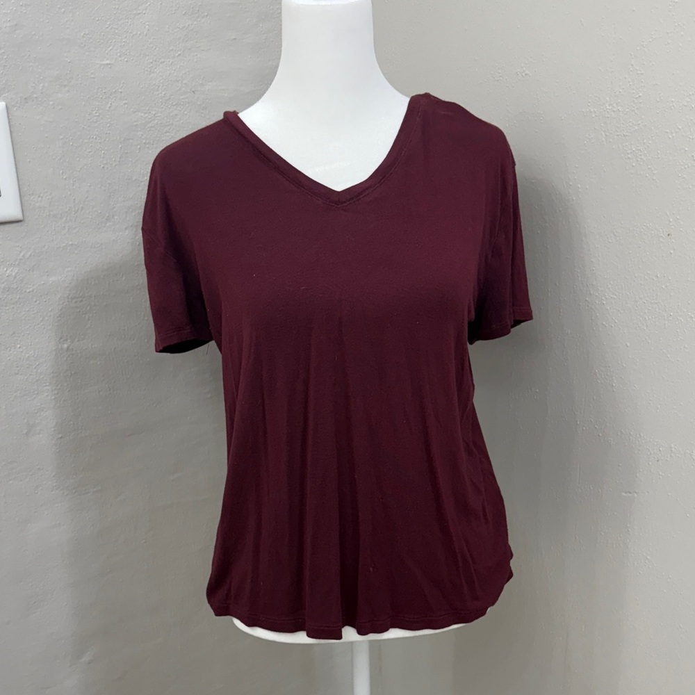 Women's Burgundy V-Neck Top